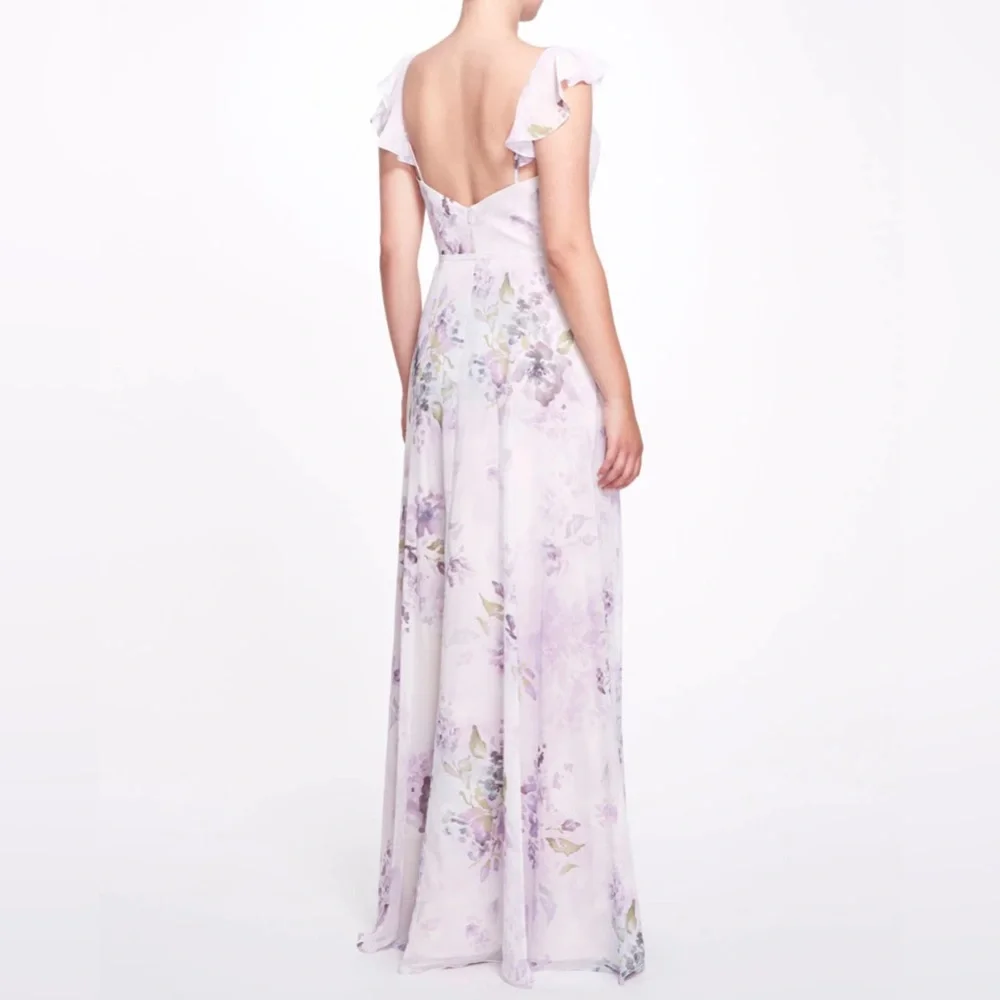 Lilac Floral Marchesa Dress - Picture 3 of 4